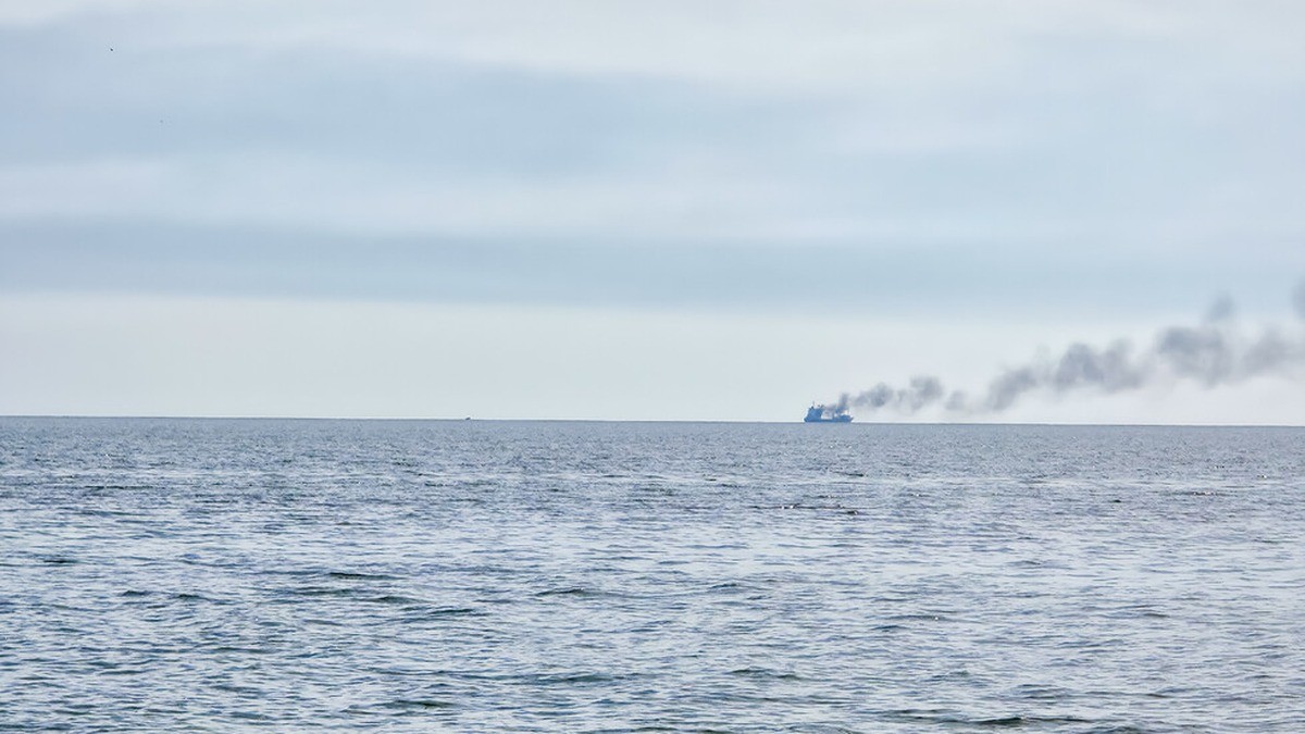 A cargo ship at sea in the Black Sea region, where several merchant vessels were struck by drones on Oct. 6, 2026. Photo: Nova