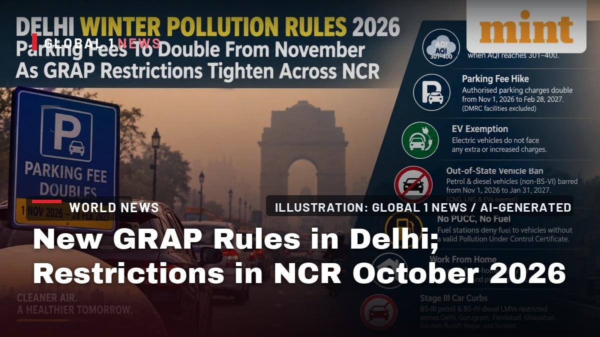 New GRAP Rules in Delhi; Restrictions in NCR October 2026: Are you aware of this parking fees update?