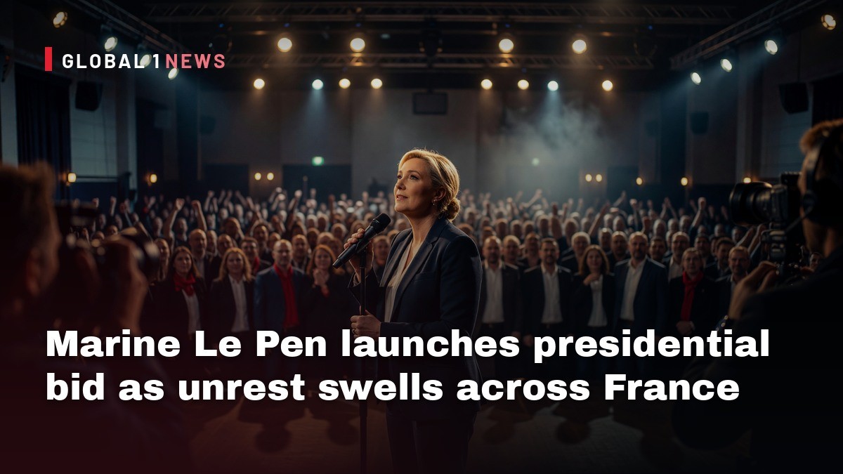 Marine Le Pen launches presidential bid as unrest swells across France