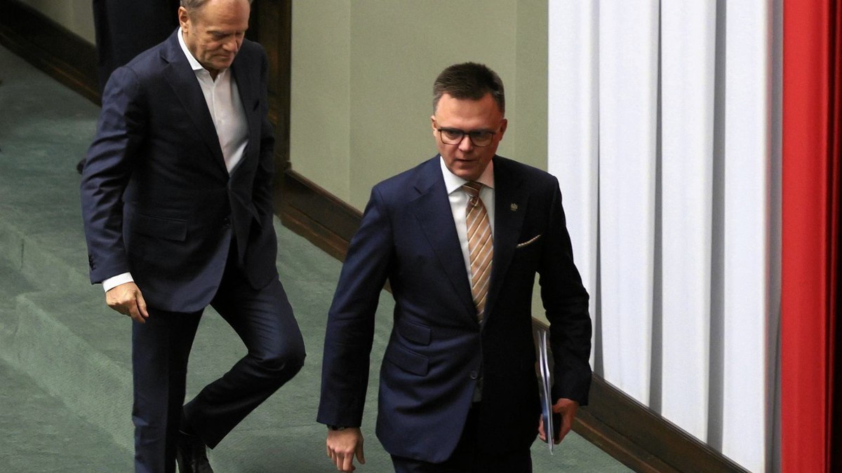 Poland's Prime Minister Donald Tusk and Szymon Holownia of Poland 2050. Photo: Slawomir Kaminski/Agencja Wyborcza.pl