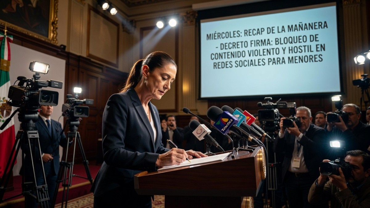 Sheinbaum signs decree blocking violent and hostile content from minors’ social media feeds: Wednesday’s mañanera recapped