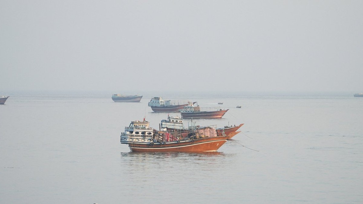 Cargo vessels in the Strait of Hormuz seen from Musandam, Oman, on 23 October 2026. Photo: Reuters
