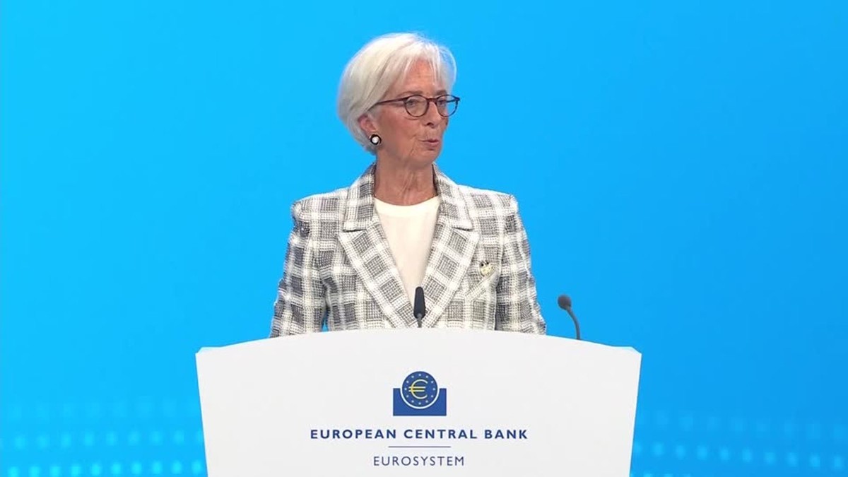 European Central Bank President Christine Lagarde at a press conference in Frankfurt. Photo: Reuters