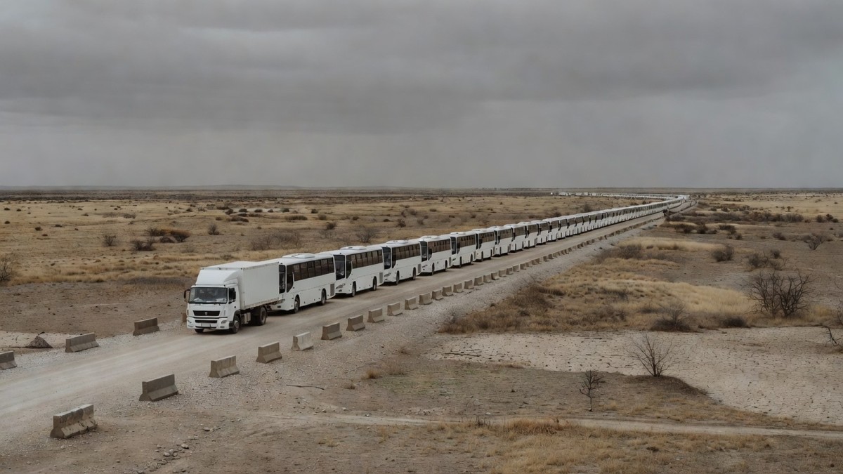 Joint Russia‑Ukraine convoy departs Oleshky with up to 750 civilians