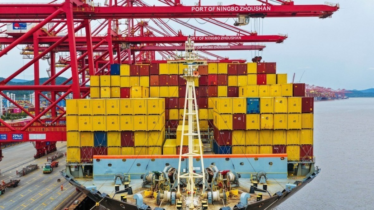 A container ship at the Port of Ningbo-Zhoushan in Zhejiang Province on October 15, 2026. Photo: AFP, via Al Jazeera