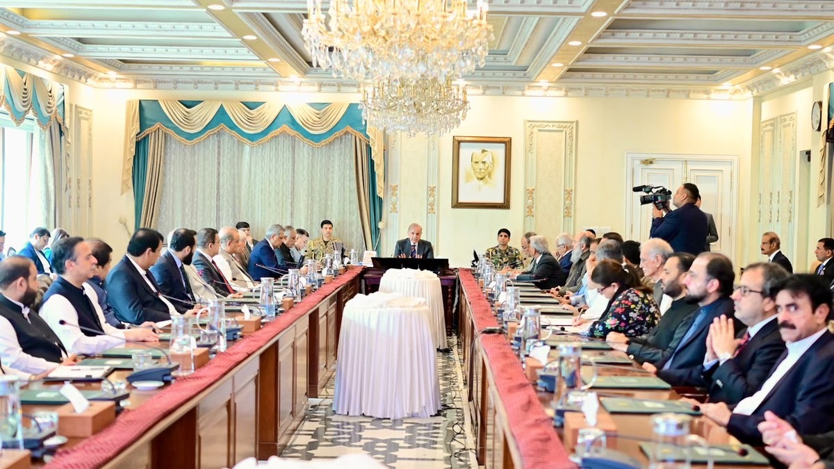 A federal cabinet meeting in Islamabad chaired by Prime Minister Shehbaz Sharif. Photo: Associated Press of Pakistan