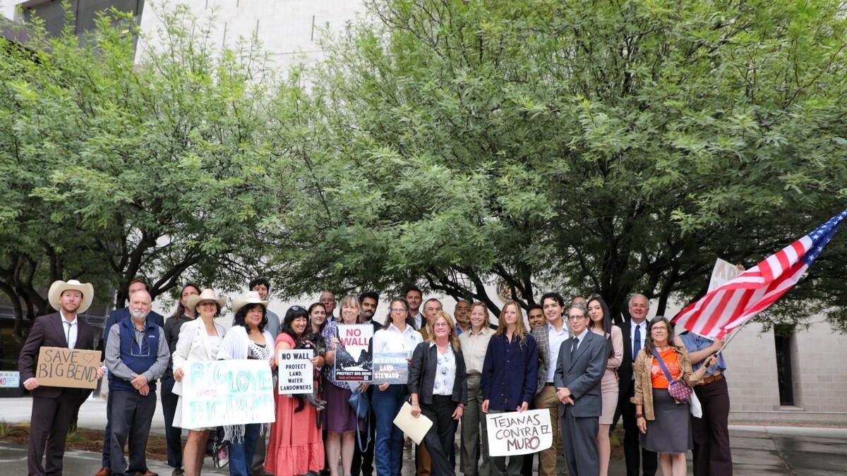 Plaintiffs and local Big Bend residents gathered outside the federal courthouse in El Paso before Friday's hearing. Photo: Marfa Public Radio