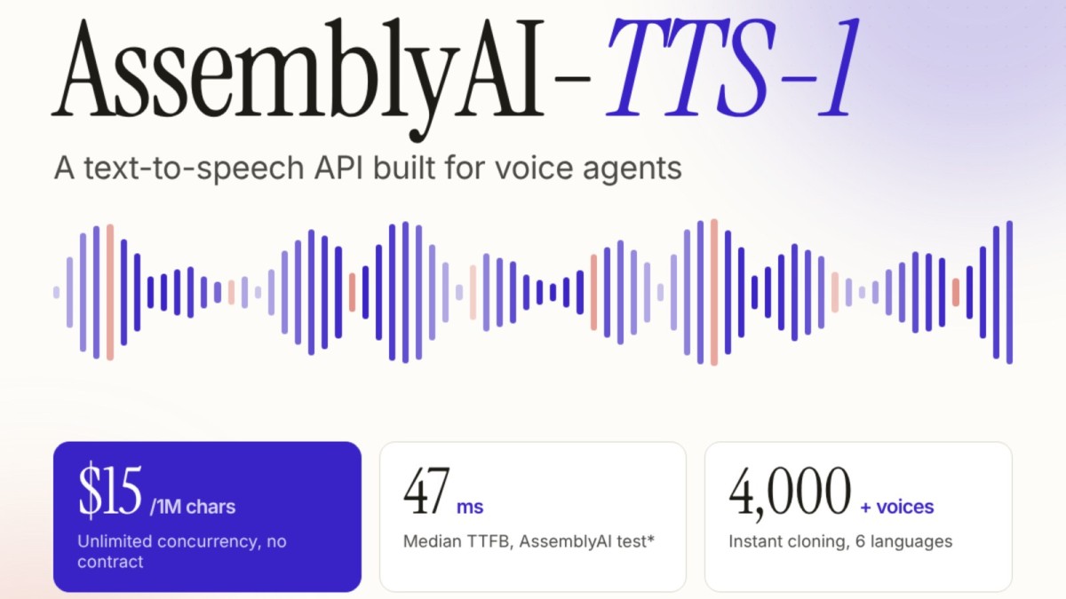 AssemblyAI Ships AssemblyAI-TTS-1: A $15 per 1M Character Text-to-Speech API for Voice Agents