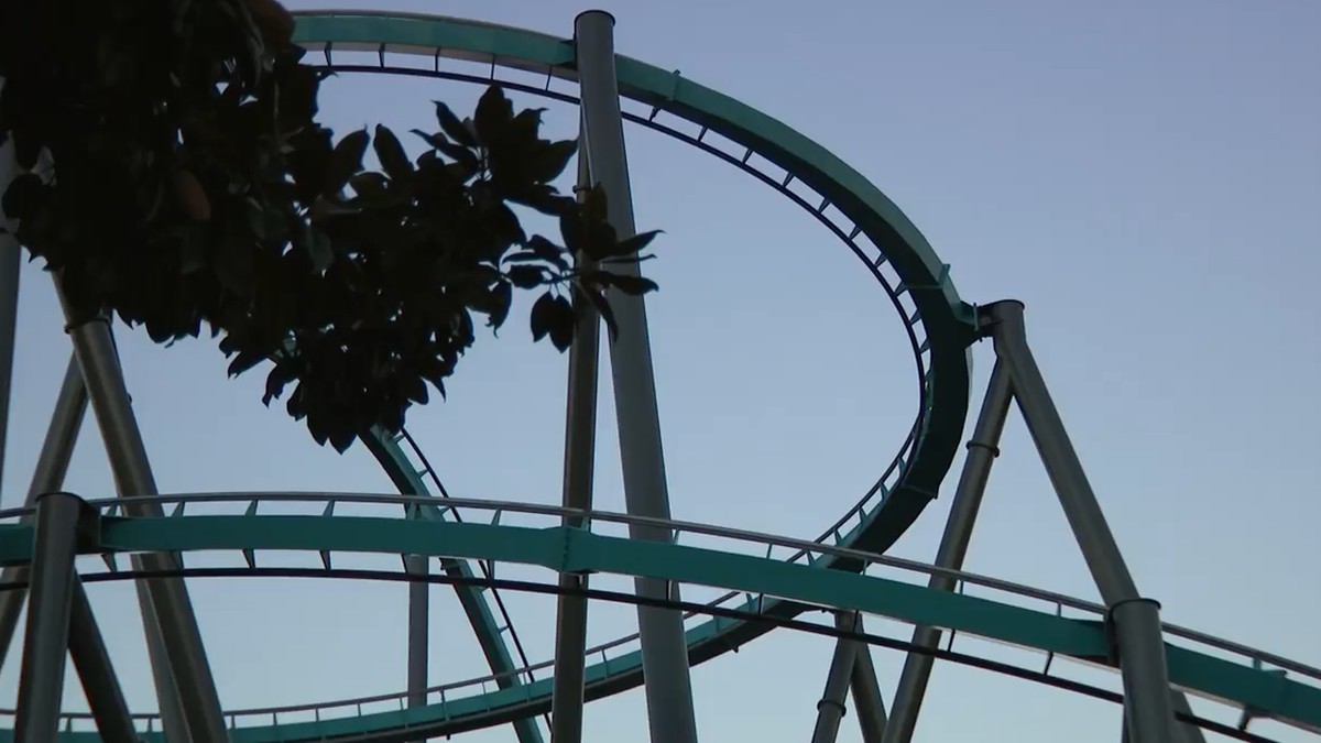The track of the Goliath coaster at Six Flags Over Georgia, where the investigation into Monday's fatal incident remains ongoing. Photo: CBS News Atlanta