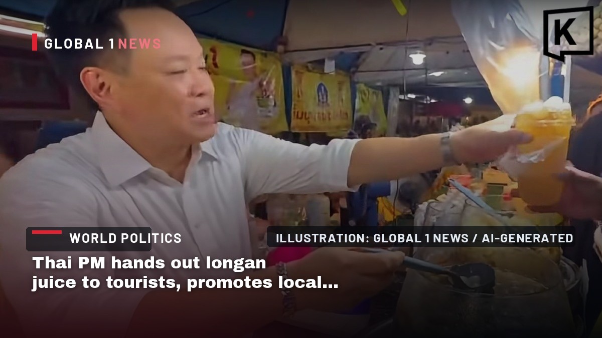 Thai PM hands out longan juice to tourists, promotes local treats