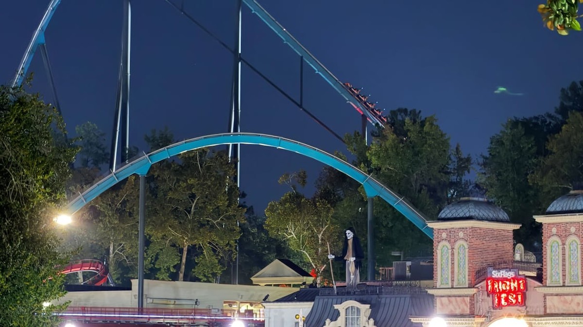 A roller coaster is shown at Six Flags Over Georgia on Monday, 12 October 2026, in Austell, Georgia. Photo: Emily Megnien/AP
