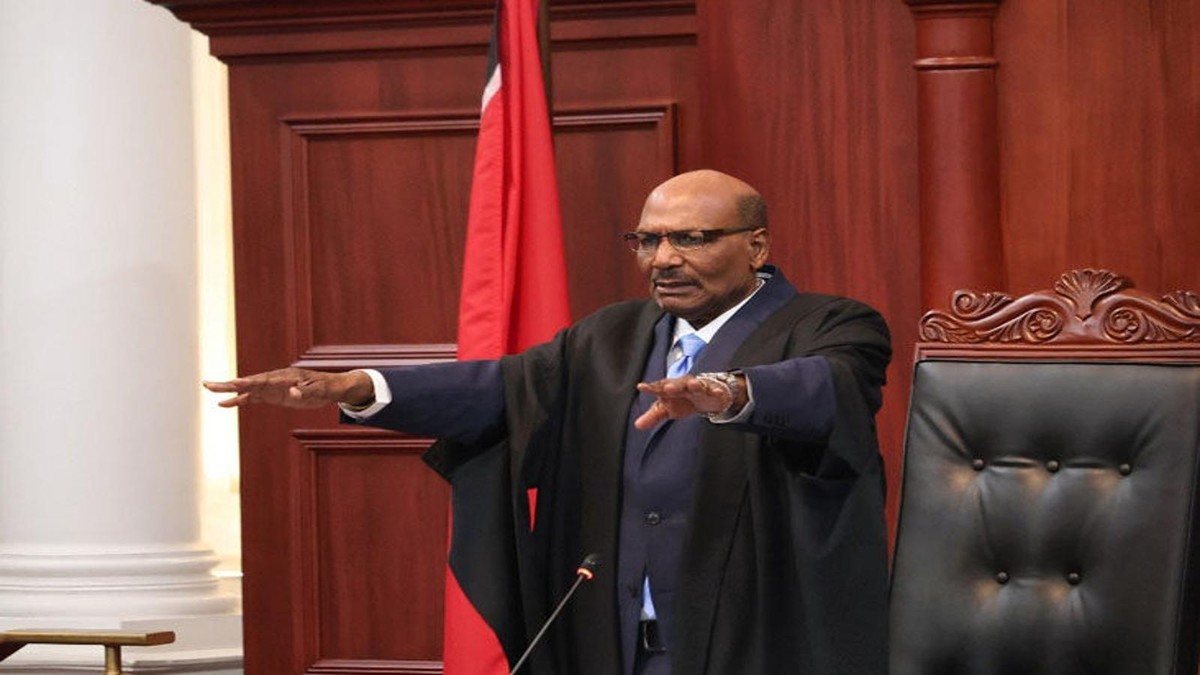 Senate President Wade Mark in the Senate at the Red House, Port of Spain, where his casting vote broke a 15-15 deadlock to pass the Special Operations Bill, 2026. (Trinidad Express)