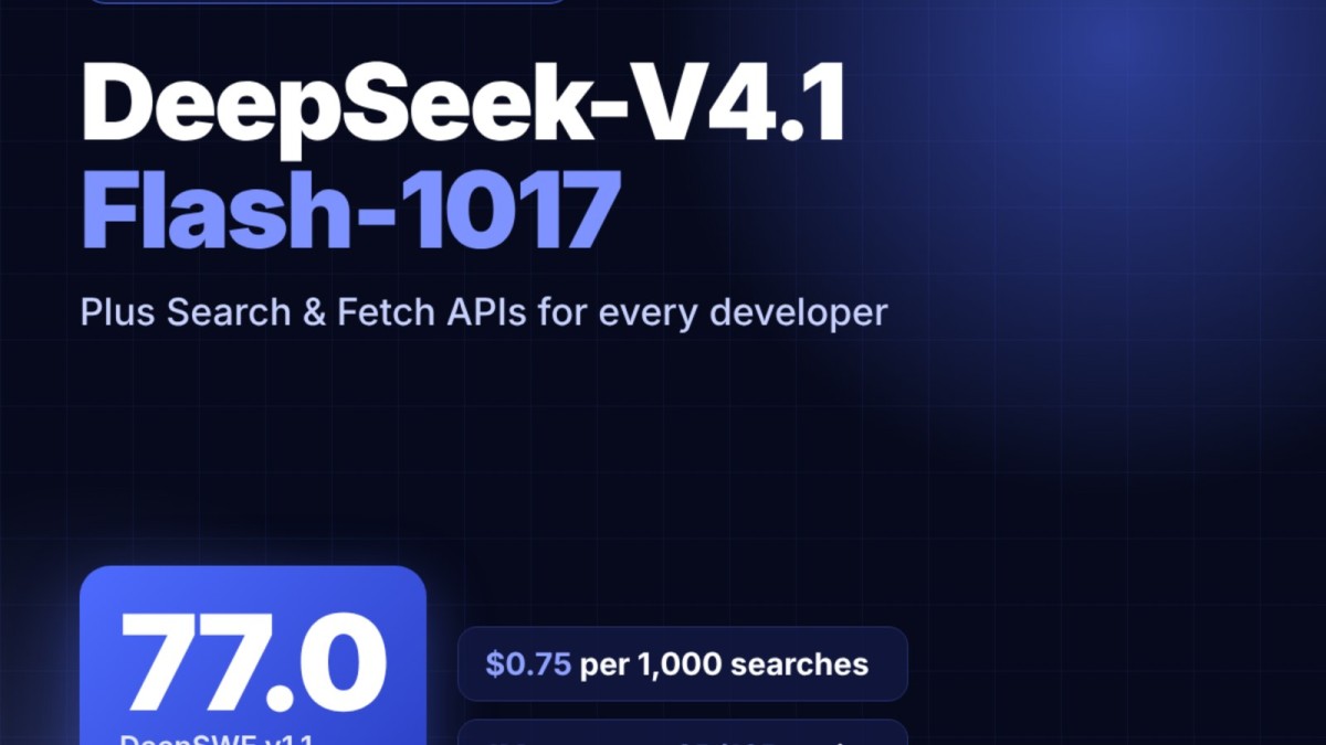 DeepSeek Just Released V4.1-Flash-1017, Scores 77.0 on DeepSWE, Opens Search API